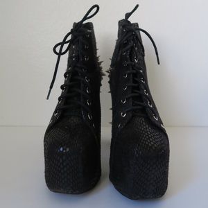 Jeffrey Campbell ‘Lita’ Booties Black Snake Silver